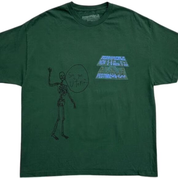 Travis Scott Open Your Eyes Tee T-Shirt Green Size Medium Streetwear Merch - Picture 2 of 2